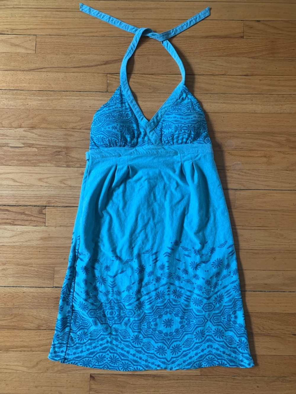 Athleta Balsa Burnout Halter Dress in turquoise blue, sz M